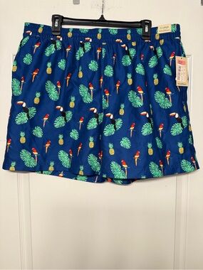 Caribbean XL Tropical Swim Trunks NWT Parrot Toucan Pineapple Mesh Lined